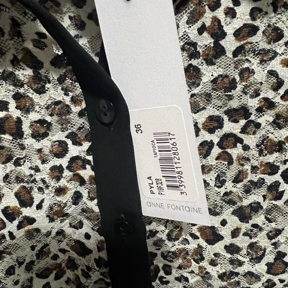 Anne Fontaine Pyla Semi Sheer Animal Print, Button Up Blouse, New with Tags - Picture 5 of 9